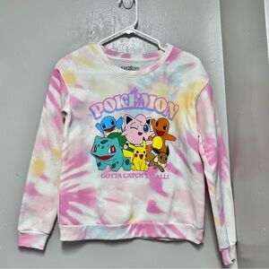 Pokémon Pink and White Tie Dye Sweatshirt